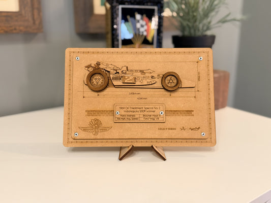 Mario Andretti & the 1969 Oil Treatment Special – 3D Wood Art Display - Indy 500®