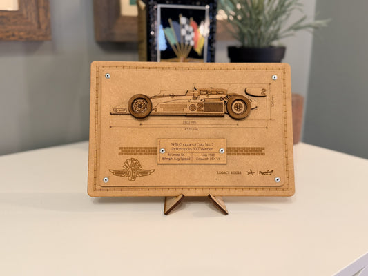 Al Unser Sr. & the 1978 Chaparral Lola – 3D Wood Art Display - Indy 500®