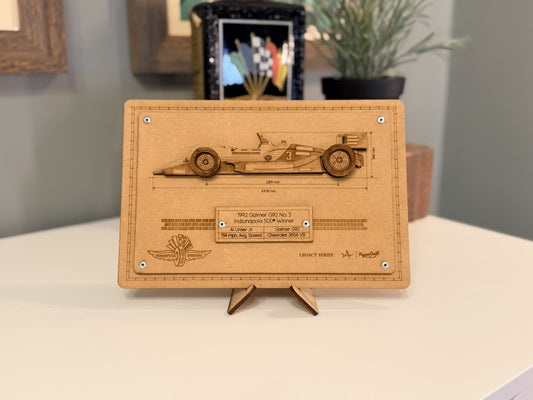 Al Unser Jr. & the 1992 Galmer G92 – 3D Wood Art Display - Indy 500®