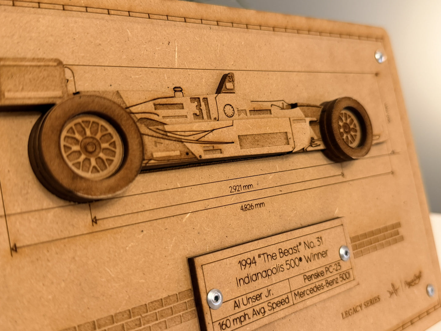 Al Unser Jr. & The Beast – 3D Wood Art Display - Indy 500®