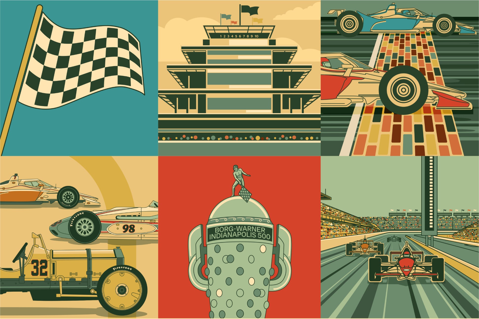 Indy 500 art print – Indianapolis Motor Speedway® vintage racing poster by PayneCraft