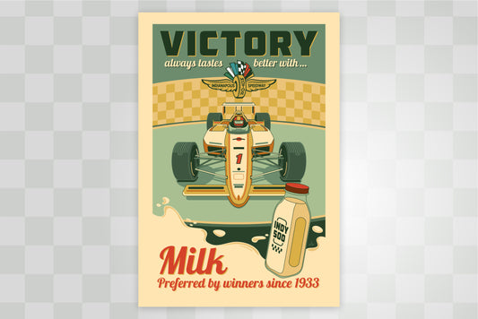 Indianapolis Motor Speedway® "Victory taste better with Milk" Indianapolis 500® Retro Wall Art Print