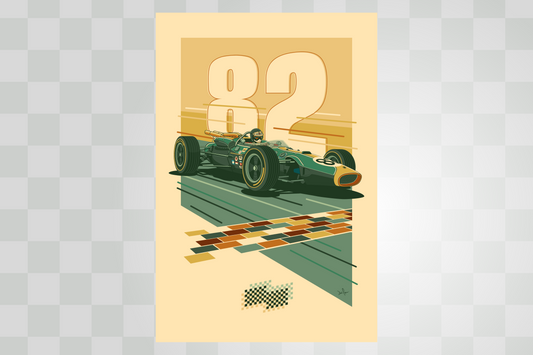 1965 Lotus-Ford Type 38 Indy 500 Print – Jim Clark Retro Racing Wall Art by PayneCraft