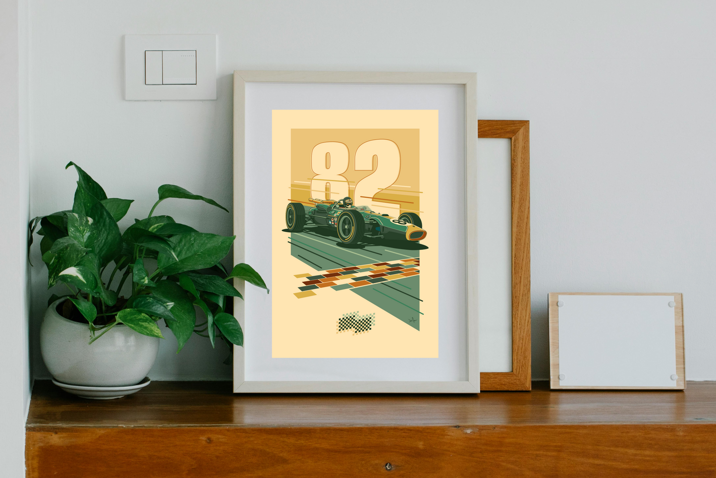 1965 Lotus-Ford Type 38 Indy 500 Print – Jim Clark Retro Racing Wall Art by PayneCraft