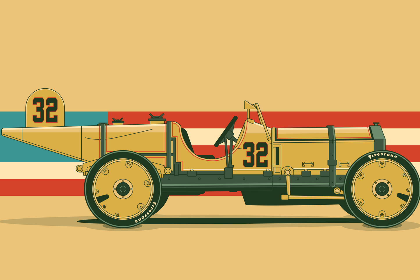 1911 Marmon Wasp Print – Minimal Indianapolis Racing Art by PayneCraft